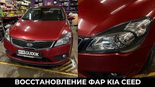 Восстановление стёкол фар Kia Ceed и защита плёнкой. Свет До/после