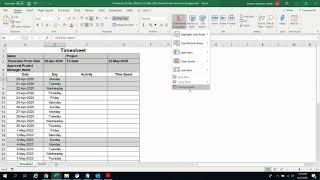 Automate your time sheet in Excel using WEEKDAY function