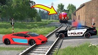 Cars vs Train Tracks - BeamNG Drive -  ULTIMATE Edition Compilation