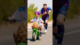 Messi took away Ronaldo's son's pineapple motorcycle #ronaldo #messi #football #trending #funny