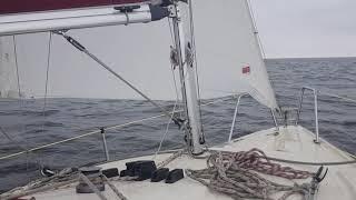 Small sailboat in strong wind, Triss Norlin 570