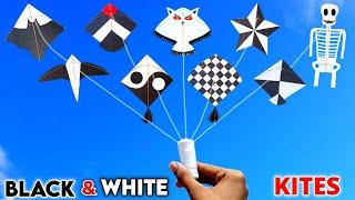 All types of Black & White kite Flying , how to make paper kite , patang kese banate he , patangbazi