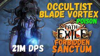 POE 3.20, 3.21 Occultist Blade Vortex Poison Build, 21M DPS, Fast Mapping, Good Starter