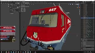 Trainz locomotive tutorial. Blender 2.9  FBX  LOD  interior  attachmentpoints  bogey  pantograph