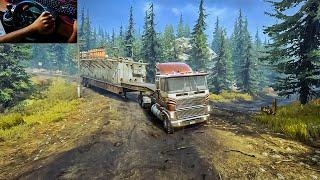 Transporting an oversized construction trailer - SnowRunner | Logitech g29 Gameplay