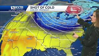 A strong cold front will drop temperatures to the 30s and 40s next week in Alabama. Grab a coat, ...