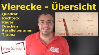 Vierecke - eine Übersicht | Geometrie - ganz einfach erklärt | Lehrerschmidt