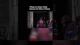 things are always chirpy between the Flames & Oilers #battleofalberta #hockey #oilersnation #flames