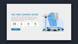 How To Make A Responsive Coming Soon Landing Page Website Design Using HTML CSS JS With Count Down