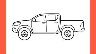 How to draw a TOYOTA HILUX 2015 easy / drawing toyota off road pickup 2016 car