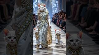  "Diamond Queen Cat Slays the Runway with Her Glam Kittens! #RoyalCat #DiamondRunway #AIShorts