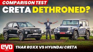 Mahindra Thar Roxx RWD vs Hyundai Creta | Ride quality, comfort & features | @evoIndia