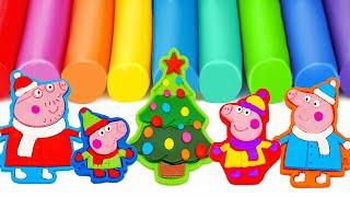 Create Peppa Pig Christmas Family with Play Doh | Learn Colors | Preschool Toddler Learning Video