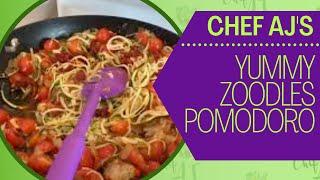 My Delicious Vegan Zoodles Pomodoro | Chef AJ Recipes