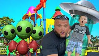 CALEB'S FAVORITE PLAYGROUND PARK!! ALIEN SPACESHIP at the PARK! Hide & Seek PRETEND PLAY with Mom!