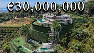 Inside €30,000,000 Iconic CURVED MEGA MANSION in Spain with a 100m water slide !