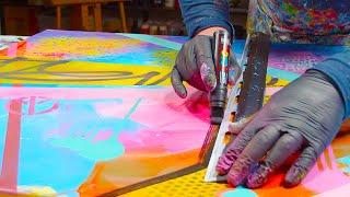 Colorful Pop Art / Abstract Painting Demo With Masking Tape and Acrylic Paint | Sparate