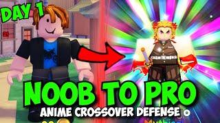 Noob To Pro Day 1 - New Beginning in Anime Crossover Defense! (+ Getting Rengoku & ALL NEW CODES)