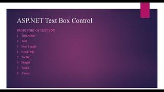 01 ASp net Text Box Server control