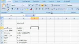 Microsoft Excel 2007 Tutorial - Get External Data - Stock Pricing