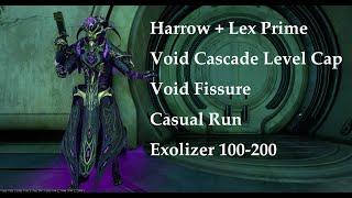 Warframe - Harrow + Lex Prime Level Cap Void Cascade casual run with build (exolizer 100-200)