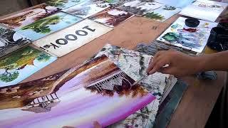 Street Artist Quickly Paints Beautiful Landscape - 984976