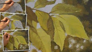 Painting transparent leaves with acrylics. Tutorial for beginners