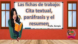 Worksheets: textual citation, paraphrase and summary