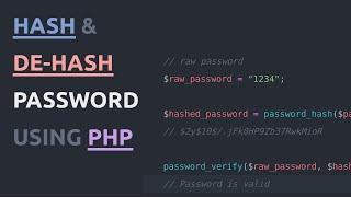 How can we encode a password and store it in the database using php | Hash and de-hash a password