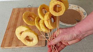 I Fried Apples on Sticks and Made Dessert  Fried Apples on Sticks Dessert