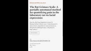 The Rat Grimace Scale: A partially automated method for quantifying pain in the labor... | RTCL.TV