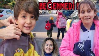 OKUL GÜNÜ 24 SAAT VLOG !! RÜZGAR'IN SAÇLARINI KESTİRDİK BEĞENMEDİ !!