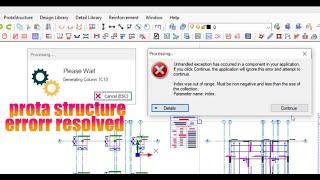 Prota Structure; How to resolve UNHANDLED EXCEPTION ERROR in prota structures.