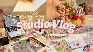 small business diaries ️ unboxing 2025 calendars, making clay charms & memo pads | studio vlog