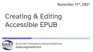 Creating and Editing Accessible EPUB