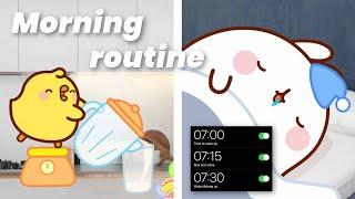 Morning Routine by a popular cartoon | Breakfast, Skincare and Clothing 