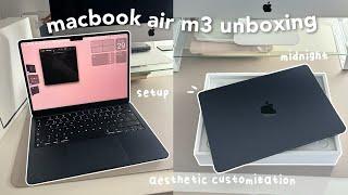 MacBook Air M3 Unboxing | setup, widgets, aesthetic customization