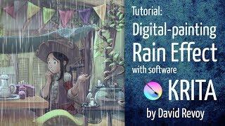 Rain Effect - Krita digital-painting tutorial