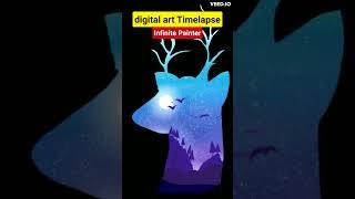 Raindeer double exposure wallpaper| infinite painter| Rishit Raj   (timelapse, digital painting)