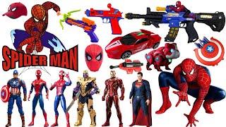 Marvel toy series unbox, popular Spider-Man action dolls, Marvel popular electric toy guns