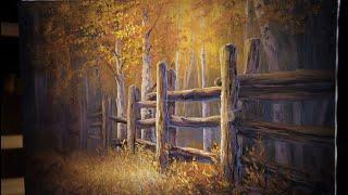 Autumn Fence Oil Painting Landscape - Paint with Kevin