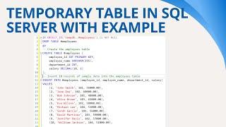 55 Temporary table in sql server with example