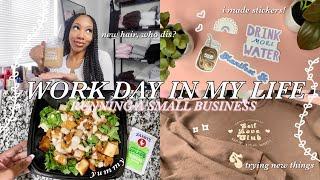 WORK DAY IN MY LIFE *Small Biz Edition*- New Coffee Recipe, Packing Orders, I Made Stickers, + more!