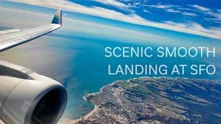 FLYING INTO SFO!! SEE CARMEL, SANTA CRUZ, AND PALO ALTO - SMOOTH LANDING AT SFO - W/ ATC AUDIO