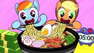 Pinkie Pie joins the giant noodle bowl challenge - MY LITTLE PONY | Stop Motion Paper