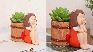 Low budget home decor ideas | cute doll with pots | planter with plastic bottle | Punekar Sneha