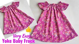 Very Easy Yoke baby frock cutting and stitching | Baby Frock