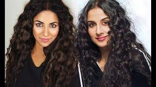 VIDYA BALAN INSPIRED HAIR (HEATLESS CURLS) AND MAKEUP TUTORIAL