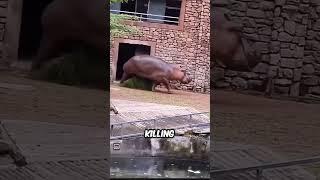Hippo Attacks Man!  #facts #wildlife #hippo