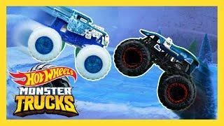 Monster Trucks Race Through a Snowball Avalanche! | Monster Trucks | @HotWheels